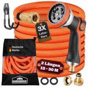 Gartenschlauch 30m Gardebruk mit 3-fach Latexkern und Vollmessingadaptern