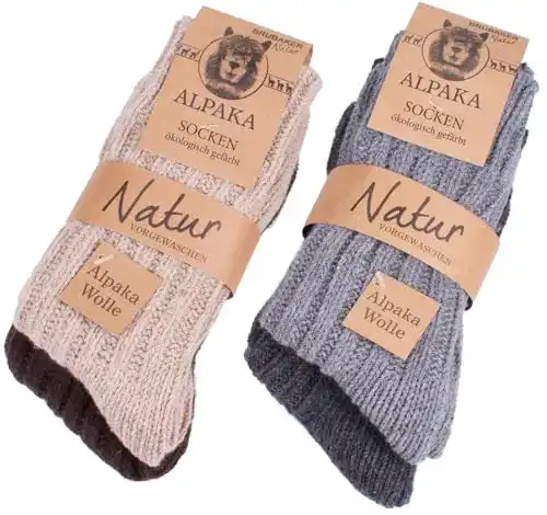 Alpaka Socken Multipack von BRUBAKER – 4 Paar in verschiedenen Farben