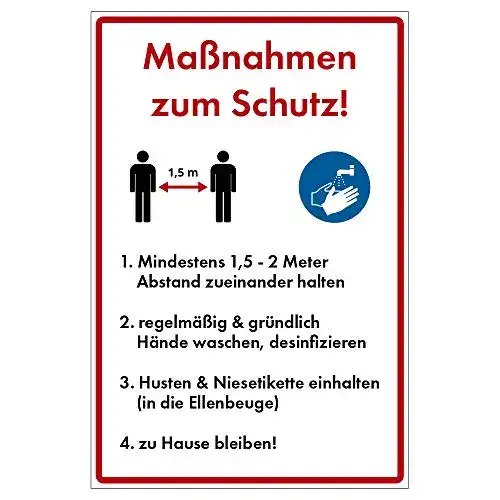 Hygieneregeln Hinweis-Schild 300×200 mm für den Außenbereich