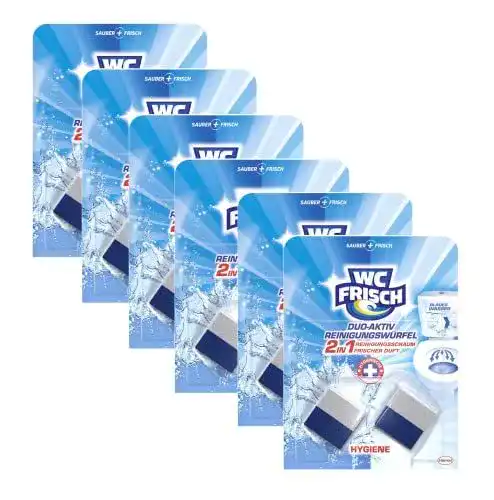 WC-Tabs von WC Frisch Duo-Aktiv Reinigungswürfel für Wasserkästen, 6er Pack