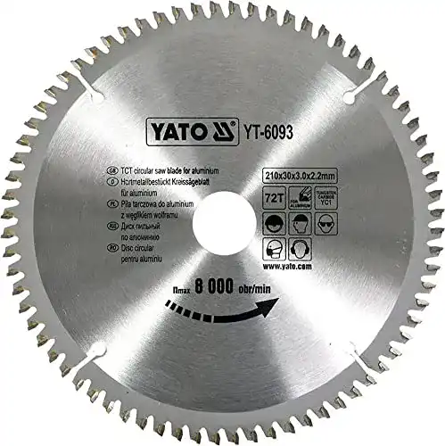 Kreissägeblatt für Aluminium Yato HM 210 x 30 mit 72 Zähnen