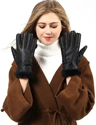 Lammfellhandschuhe YISEVEN Damen aus hochwertigem Shearling