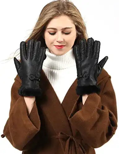 Lammfellhandschuhe YISEVEN Damen aus hochwertigem Shearling