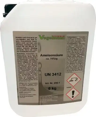Ameisensäure Vogelmann Chemie 75% 6 kg für industrielle Anwendungen