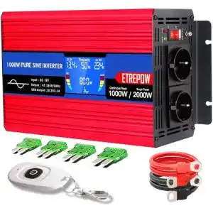 Wechselrichter 1000 W ETREPOW 12V auf 230V mit USB-Anschluss