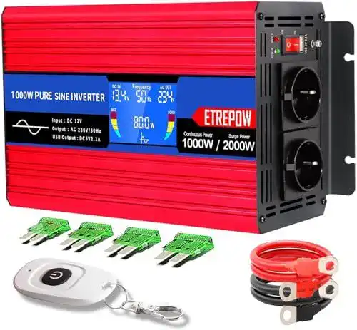 Wechselrichter 1000 W ETREPOW 12V auf 230V mit USB-Anschluss