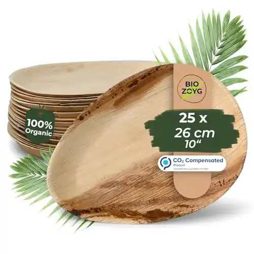 Palmblatt Teller Biozoyg Einwegteller 25 Stück 17 cm tropfenförmig