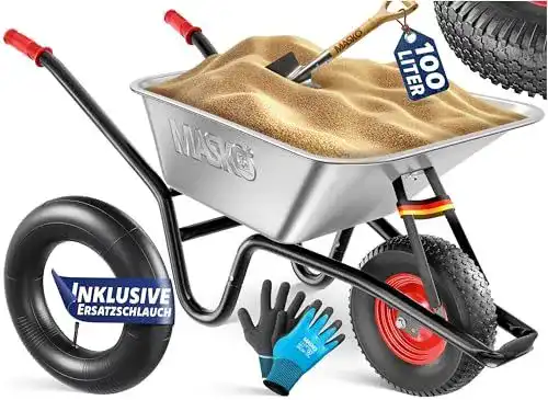 Schubkarre Masko Bau Garten 100 Liter Traglast bis 250 kg mit Luftreifen