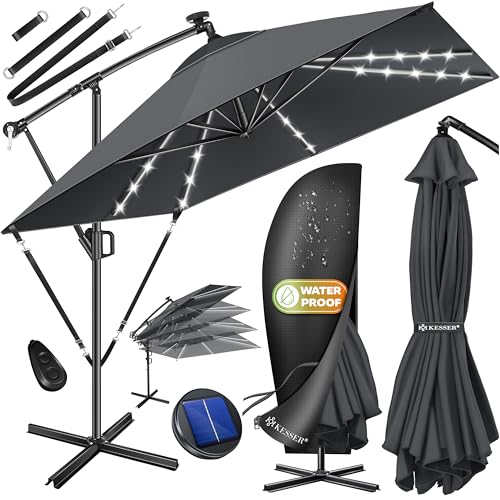 Sonnenschirm mit LED von Kesser – Ampelschirm Holly rechteckig 350cm