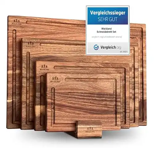 Schneidebrett Akazie Waldland Holz 4er Set mit Brettständer