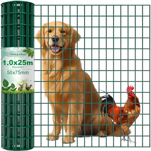 Drahtgitter Amagabeli Gartenzaun 1.0M x 25M – PVC-beschichtet und rostfrei