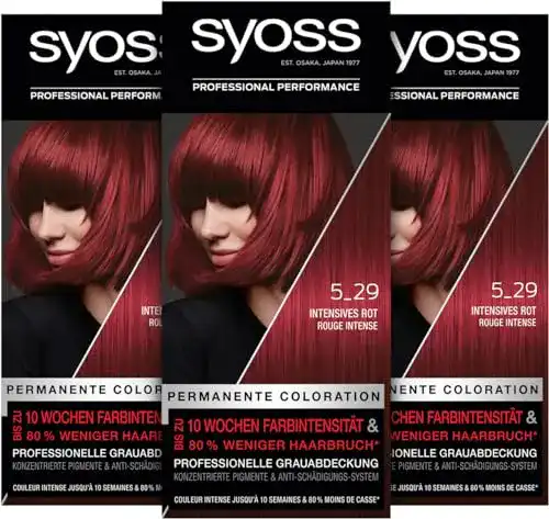 Rote Haarfarbe Syoss Color 5.29 Intensives Rot 3 x 115 ml