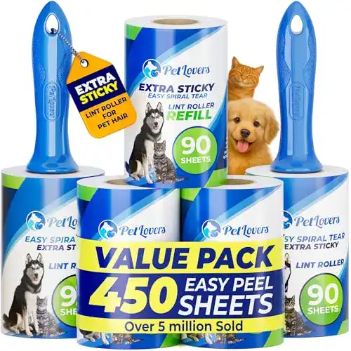 Fusselroller Petlovers Extra Klebrige Fusselrolle 450 Blatt Set