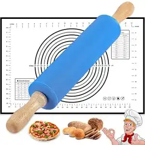 Teigroller aus Silikon mit Backmatte von Beijie – 43,2 cm