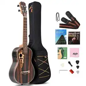 Bariton-Ukulele Batking elektrisch 30 Zoll Backwood mit Zubehör