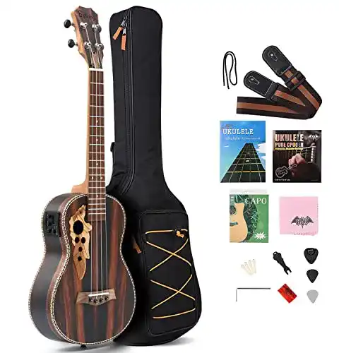 Bariton-Ukulele Batking elektrisch 30 Zoll Backwood mit Zubehör