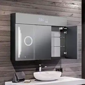 Bad Spiegelschrank mit LED-Beleuchtung von Artforma, 3-türig, 100 x 72 x 16,6 cm