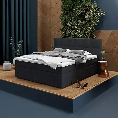 Boxspringbett 160×200 Innocent P8 in Anthrazit mit Gel-Topper