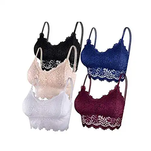 BH Set Damen ohne Bügel, 5er Pack Push-Up Yoga mit Spitze