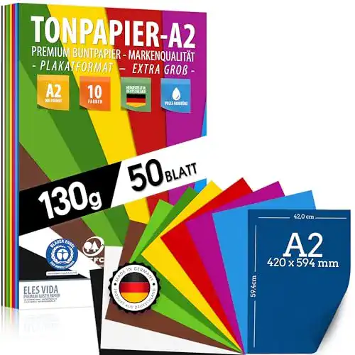 A2-Papier ELES VIDA 50 Blatt buntes Papier DIN A2-130g/m²