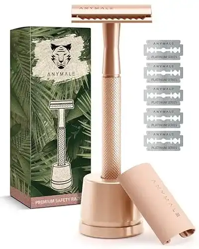 Rasierhobel AnyMale Rosegold Edition, Damen Set mit Ständer
