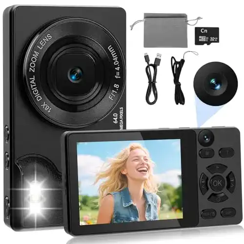 Digitalkamera für Einsteiger Herbyd 4K 64MP mit Dual-Kameras
