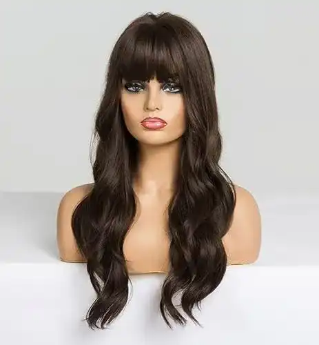 Echthaarperücke LEMEIZ in Braun mit Pony für Damen