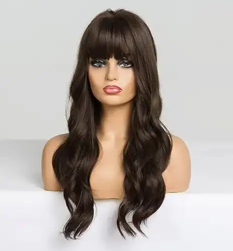 Echthaarperücke LEMEIZ in Braun mit Pony für Damen