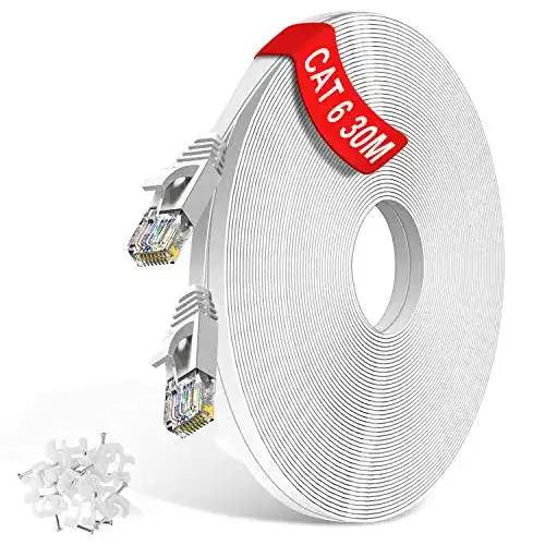 Cat6 Netzwerkkabel 30m – Flach Ethernet Kabel für Gigabit LAN