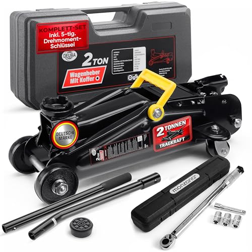 Hydraulischer Wagenheber Deuba 2t mit Hubhöhe 135-330mm und Drehmomentschlüssel