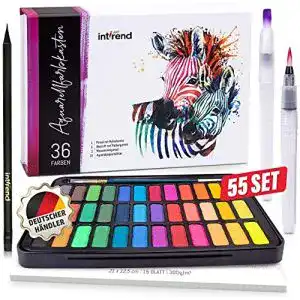 Aquarellfarben Set von int!rend, 55-teilig, ungiftig und vielseitig einsetzbar