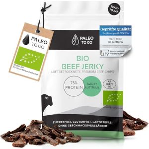 Bio Beef Jerky für Paleo-Ernährung mit 75% Protein