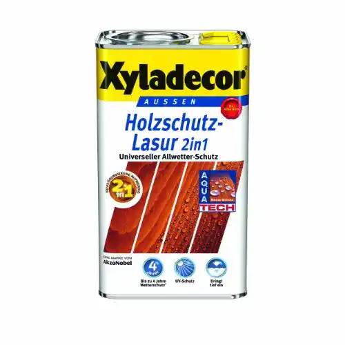 Holzschutzfarbe Xyladecor Holzschutzlasur 2in1 für den Außenbereich, 5 Liter