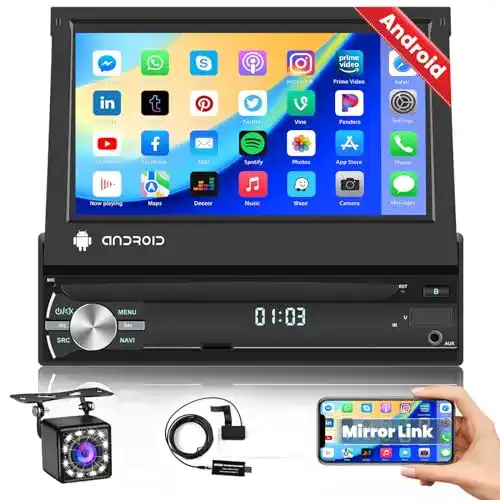 Hikity DAB+ Autoradio 1 Din mit ausfahrbarem Display