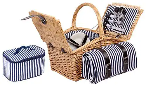 Picknickkorb für 4 Personen aus Weide mit Zubehör