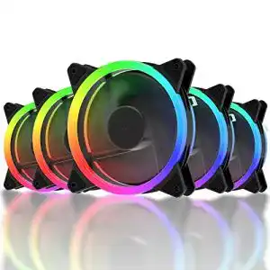 upHere RGB LED Gehäuselüfter 120mm mit Controller und Hub, 5er-Pack