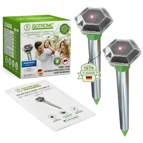 Wühlmausvertreiber Isotronik Solar LED Maulwurfabwehr im 2er Set