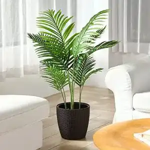 Kunstpalme Fopamtri Künstliche Areca Palme 110 cm für Innen und Außen