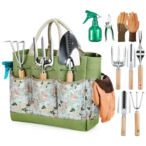 Gartenwerkzeug-Set Grenebo, 9-teiliges Set mit Gartengeräten und Tasche