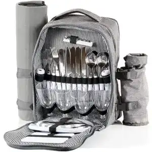 Picknickrucksack CampFeuer für 4 Personen in Grau