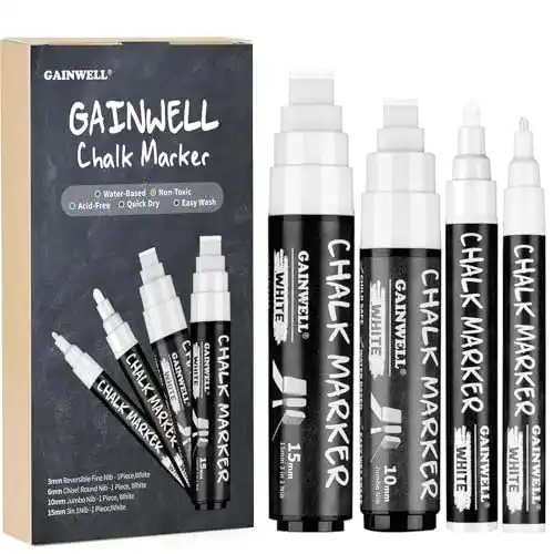 Kreidestifte Gainwell 4er Pack mit weißen Kreidemarkern und reversiblem Design