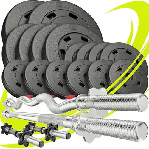 Hantelset mit Langhantel und Kurzhanteln von Hop-Sport 75 kg
