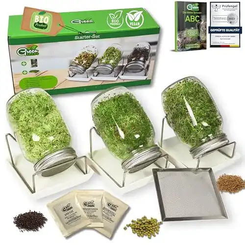 Sprossengläser Green Seeds – Original Sprossenglas Set (3 Stück)