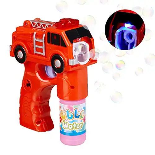 Seifenblasenpistole Relaxdays LED Feuerwehr, batteriebetrieben