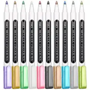 Permanent Marker H&S Metallic Marker Set 10 Teile mit Glitzer