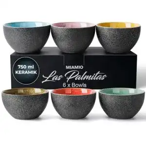Müslischalen Miamio 750 ml – 6er Set Keramikschüsseln
