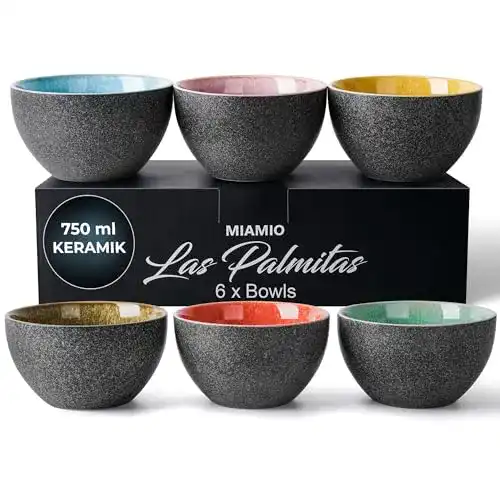 Müslischalen Miamio 750 ml – 6er Set Keramikschüsseln