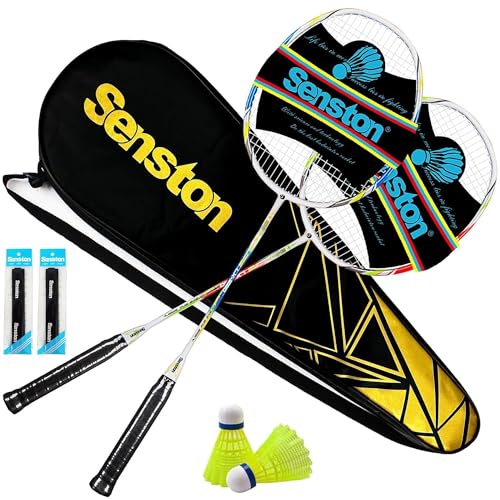 Badmintonschläger Senston aus Carbon im Set für Fortgeschrittene
