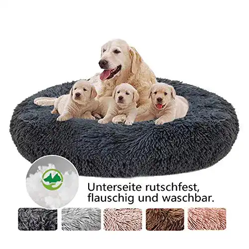 Hundebett Donut für große Hunde Flauschiges, waschbares Haustierbett