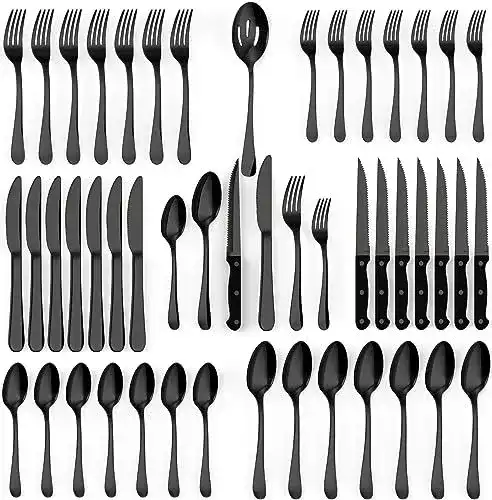 Schwarzes Besteckset Tribal Cooking 30-teilig aus Edelstahl